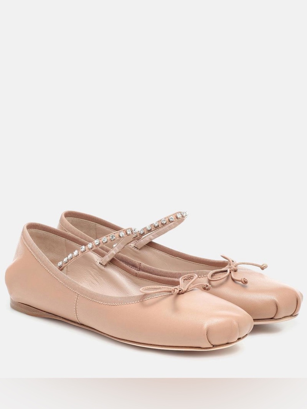 MIU MIU Embellished Leather Ballet Flats size 7/EU37